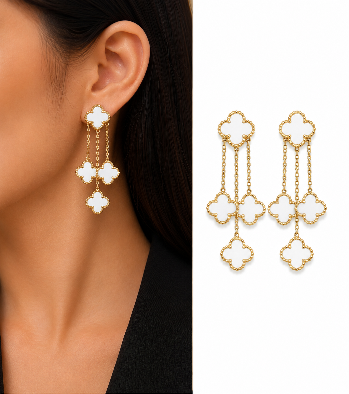 White Clover Drop Earrings