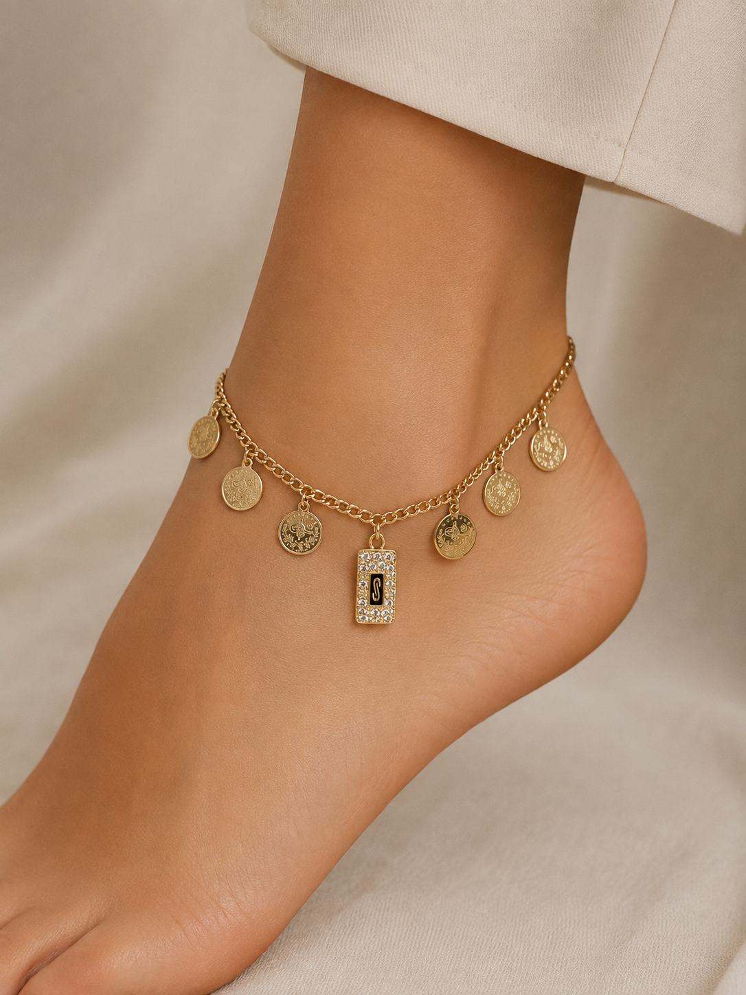 Gold Coin Charm Anklet