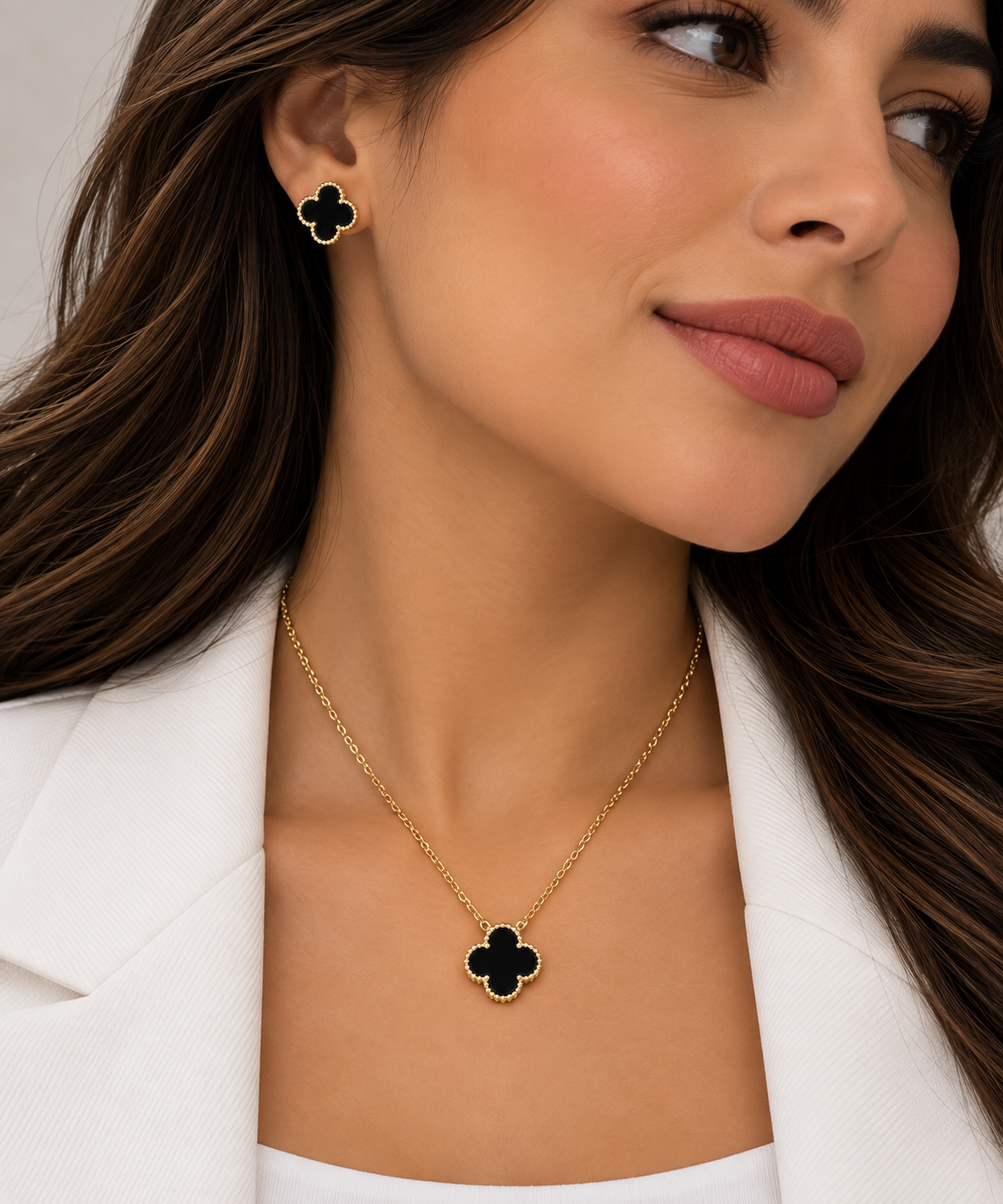 Black Clover Necklace & Earrings Set