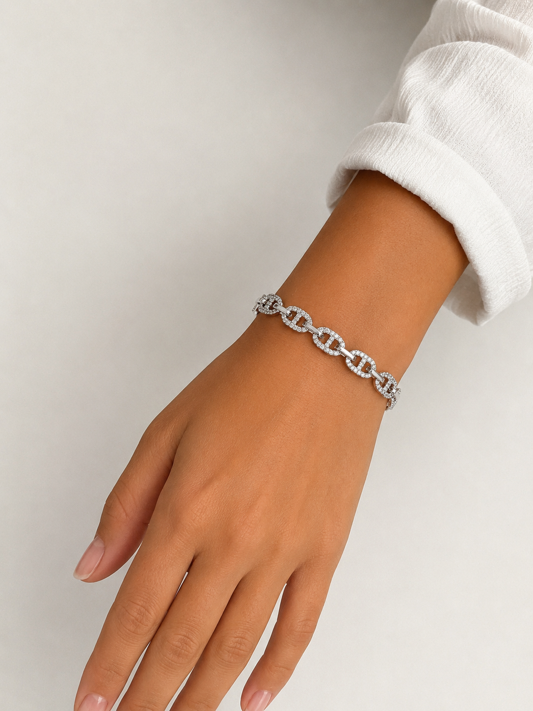 Lora Silver Crystal Link Bracelet