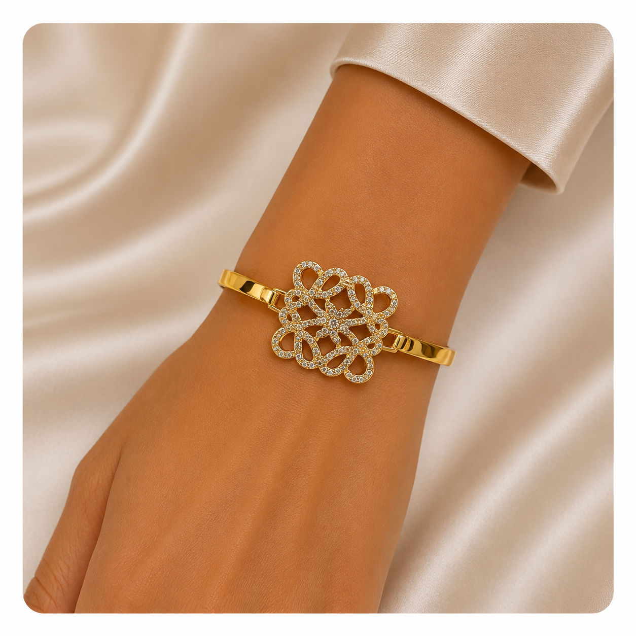 olden Crystal Floral Bangle – Luxury Edition