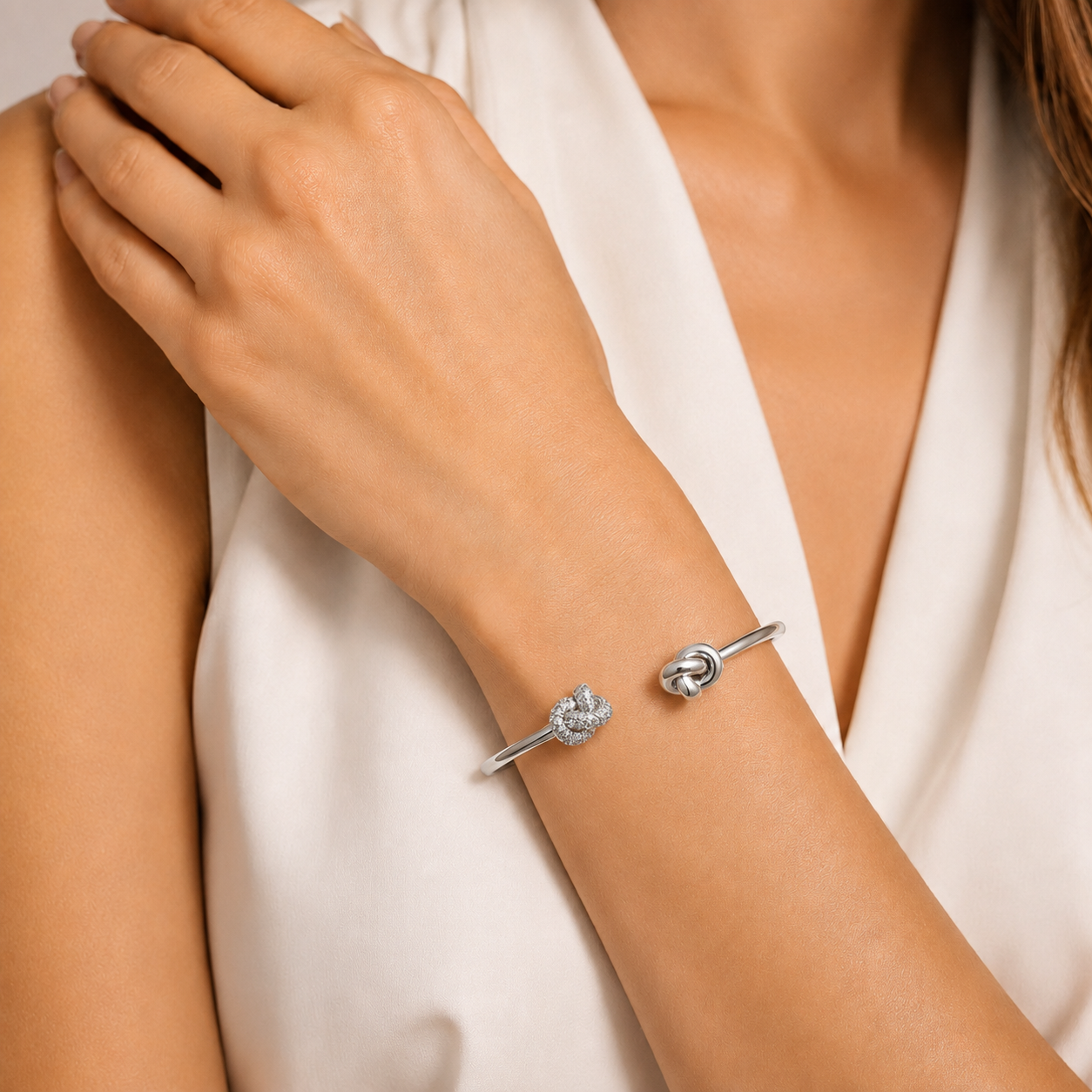 Silver Love Knot Bangle