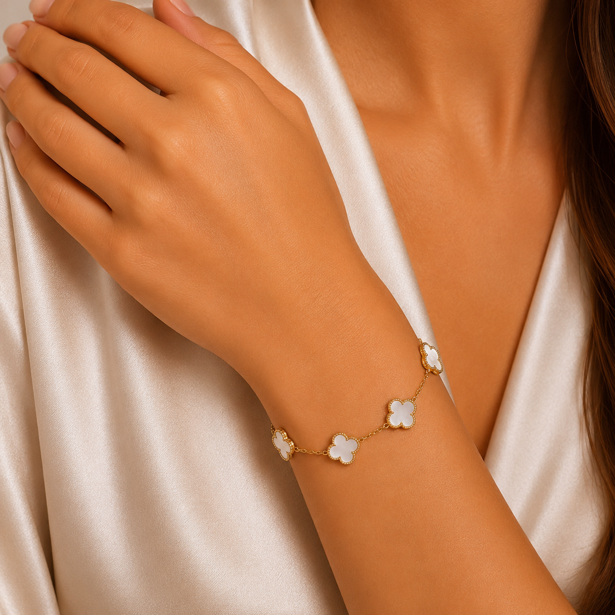 White Clover Station Bracelet