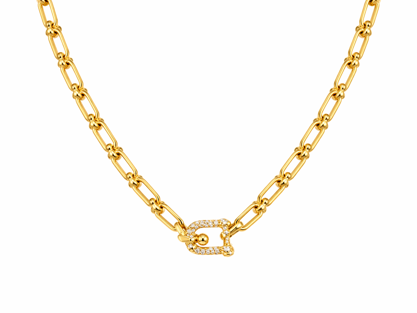 Gold Paperclip Lock Necklace
