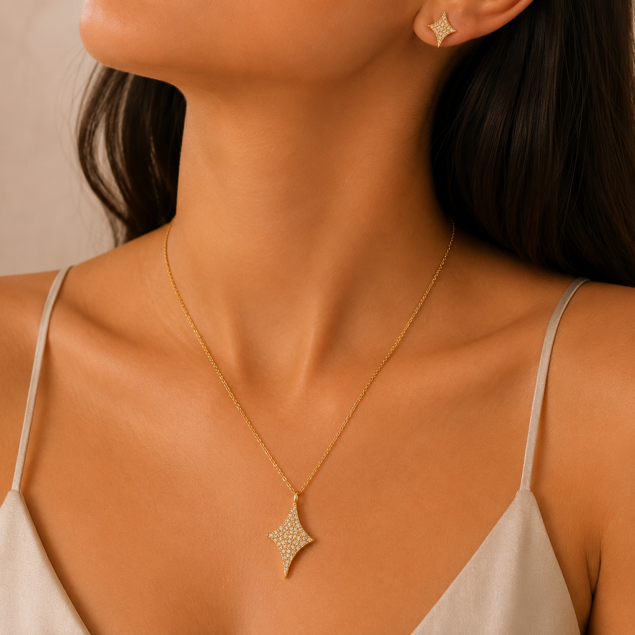 Starlight Pavé Necklace Set – Gold