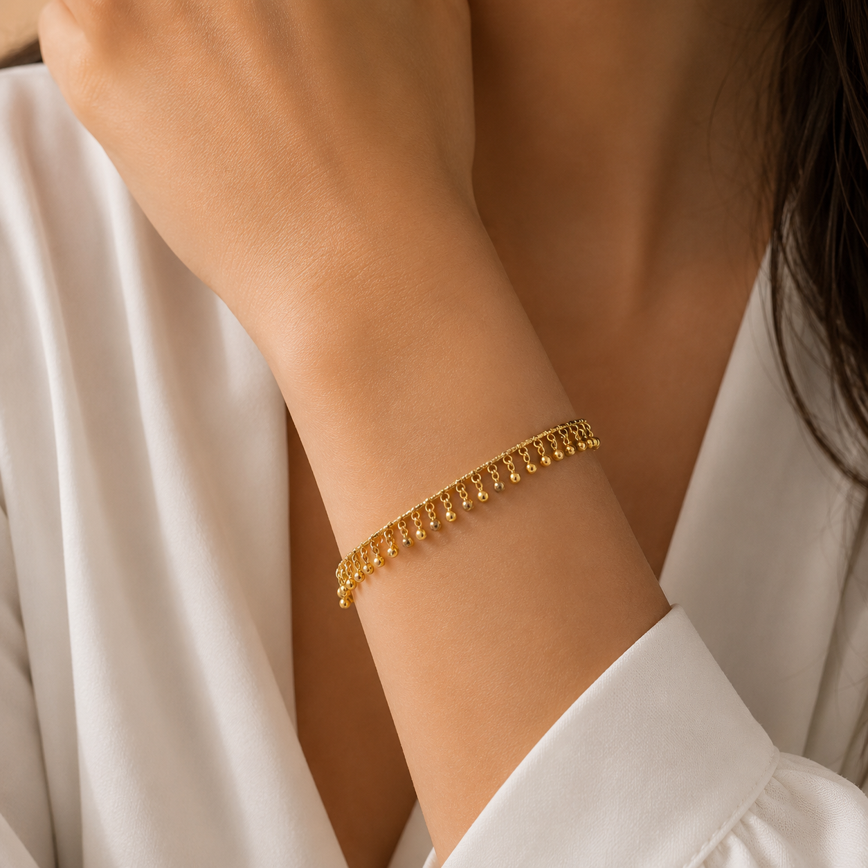 Gold Beaded Fringe Bracelet