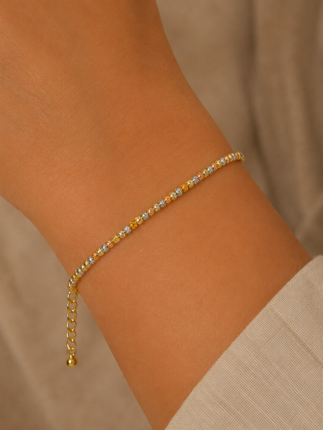 Two-Tone Gold & Silver Beaded Bracelet