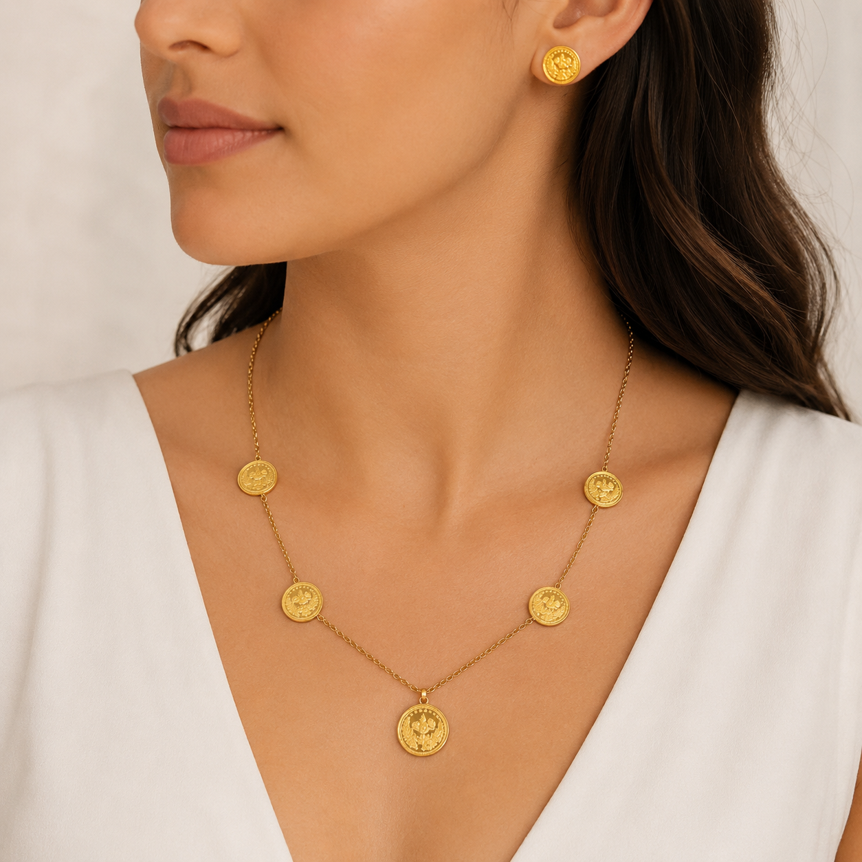Athena Gold Medallion Jewelry Set