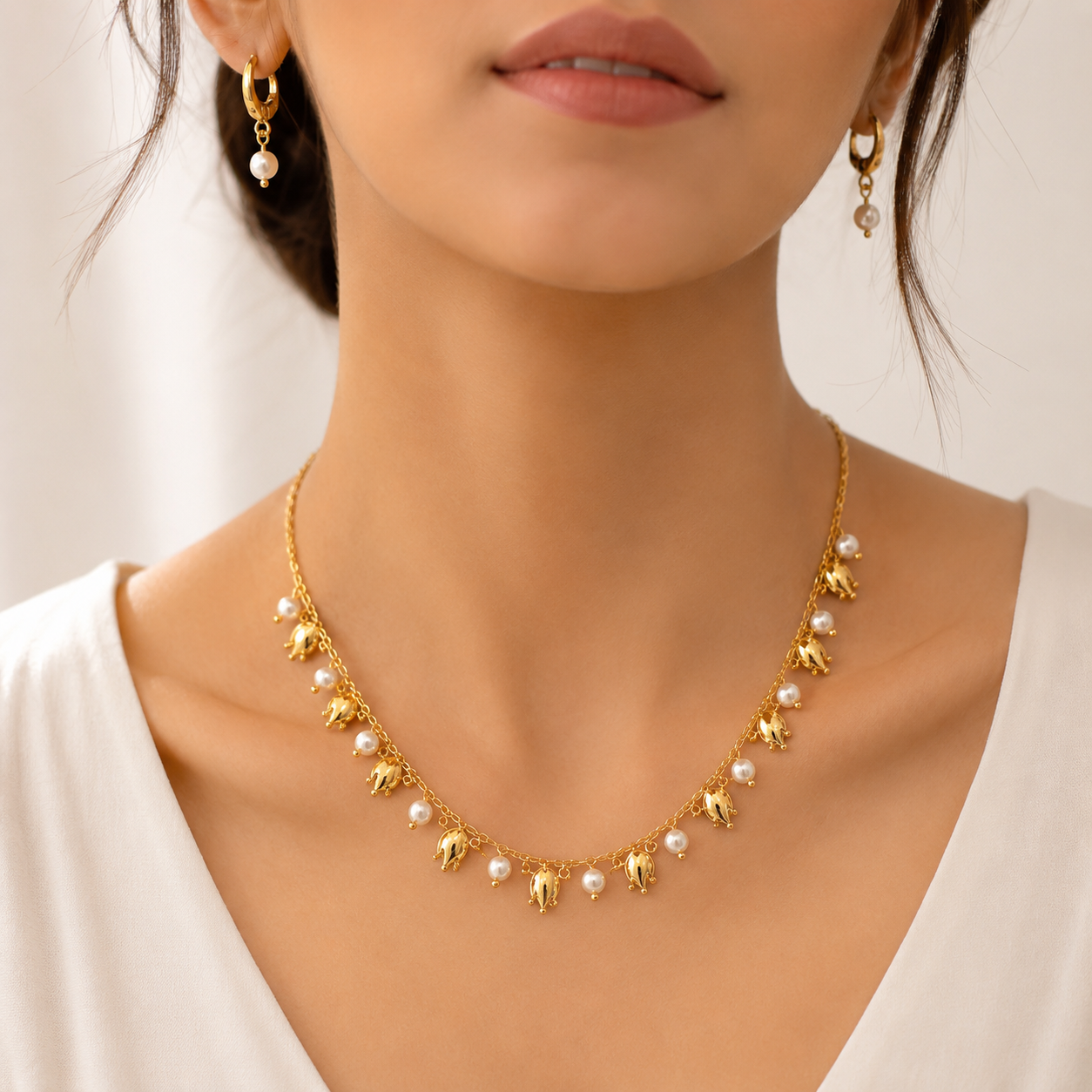 Bellina Gold Pearl Bloom Set