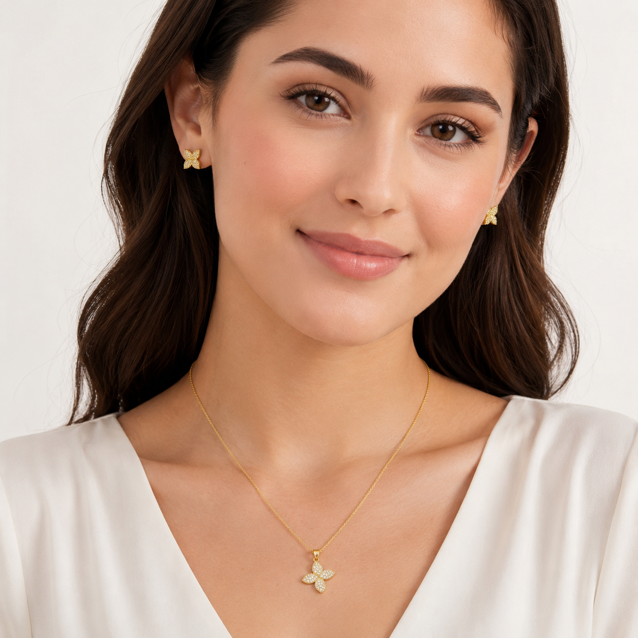 Aveline Gold Petal Crystal Set