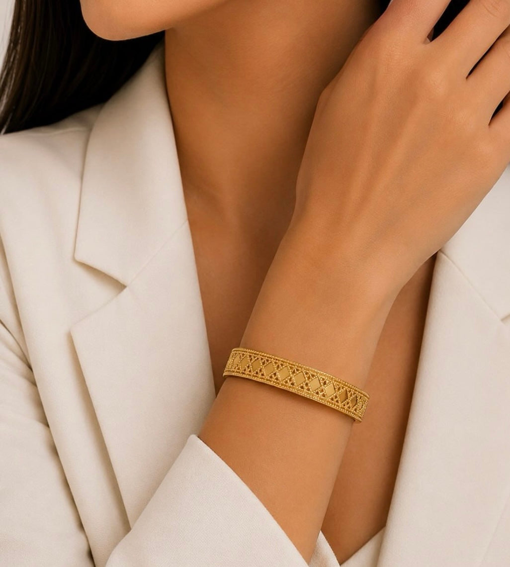 Gold Lattice Cuff Bracelet