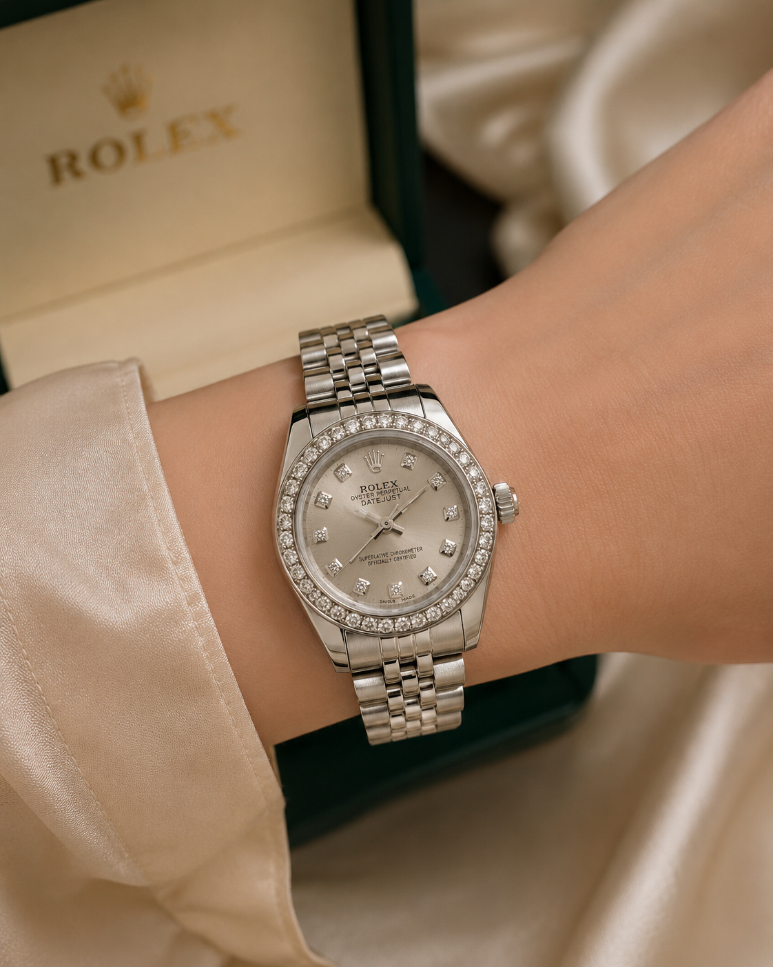 Rolex Silver Diamond Classic Watch