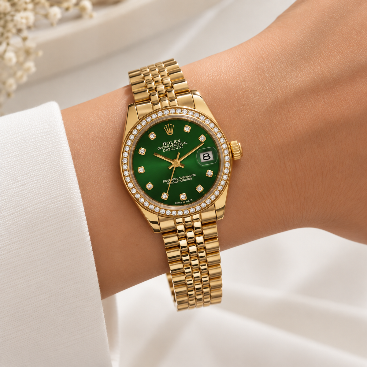 Rolex Gold Green Dial Watch
