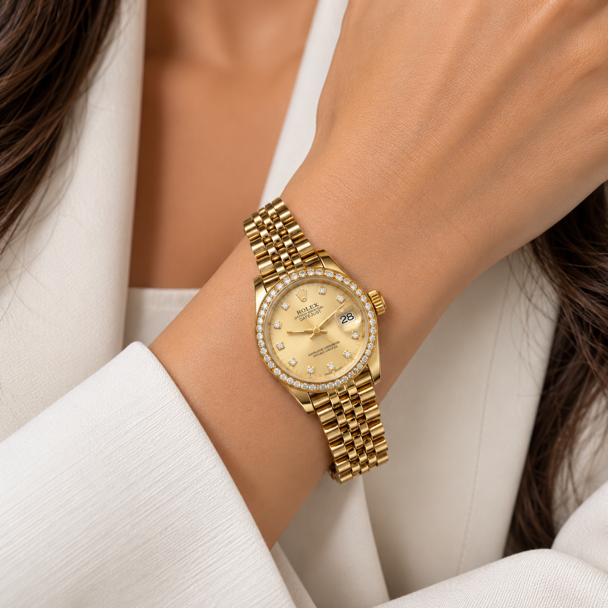 Rolex Gold Diamond Date Watch