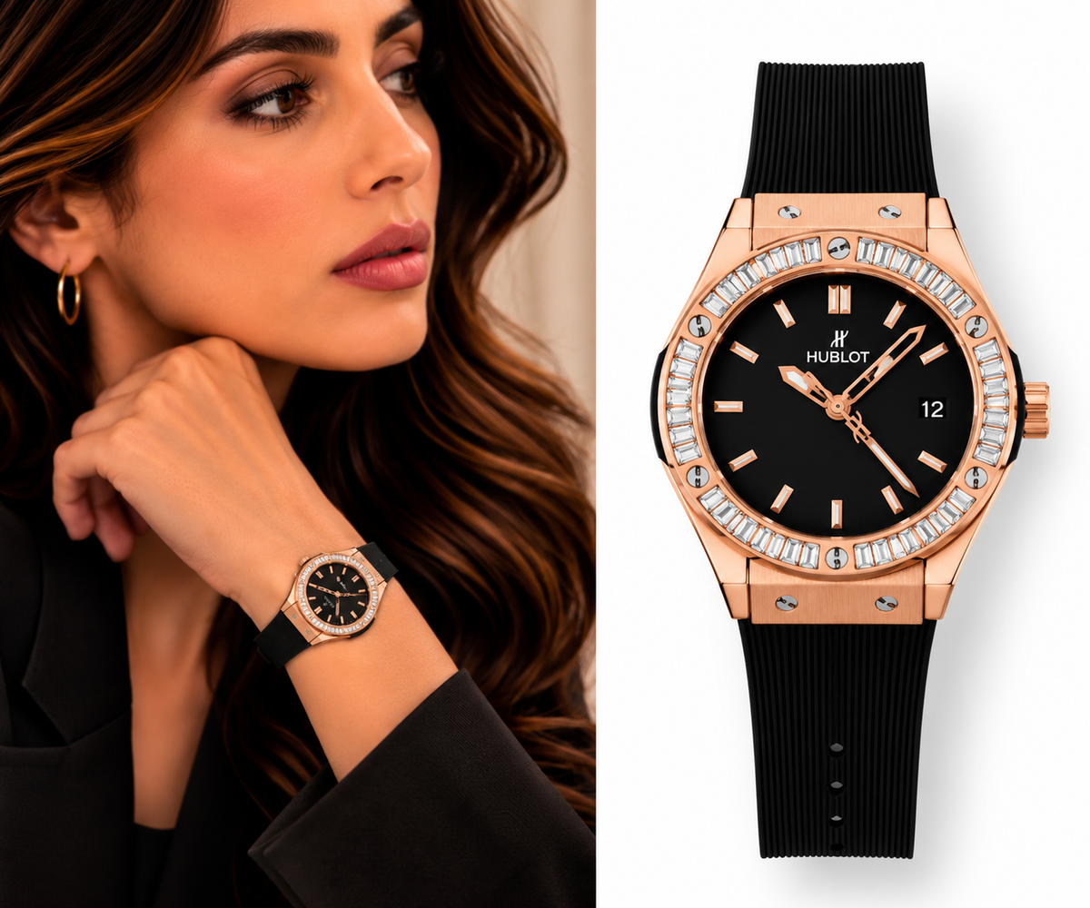 Hublot Rose Gold & Black Watch