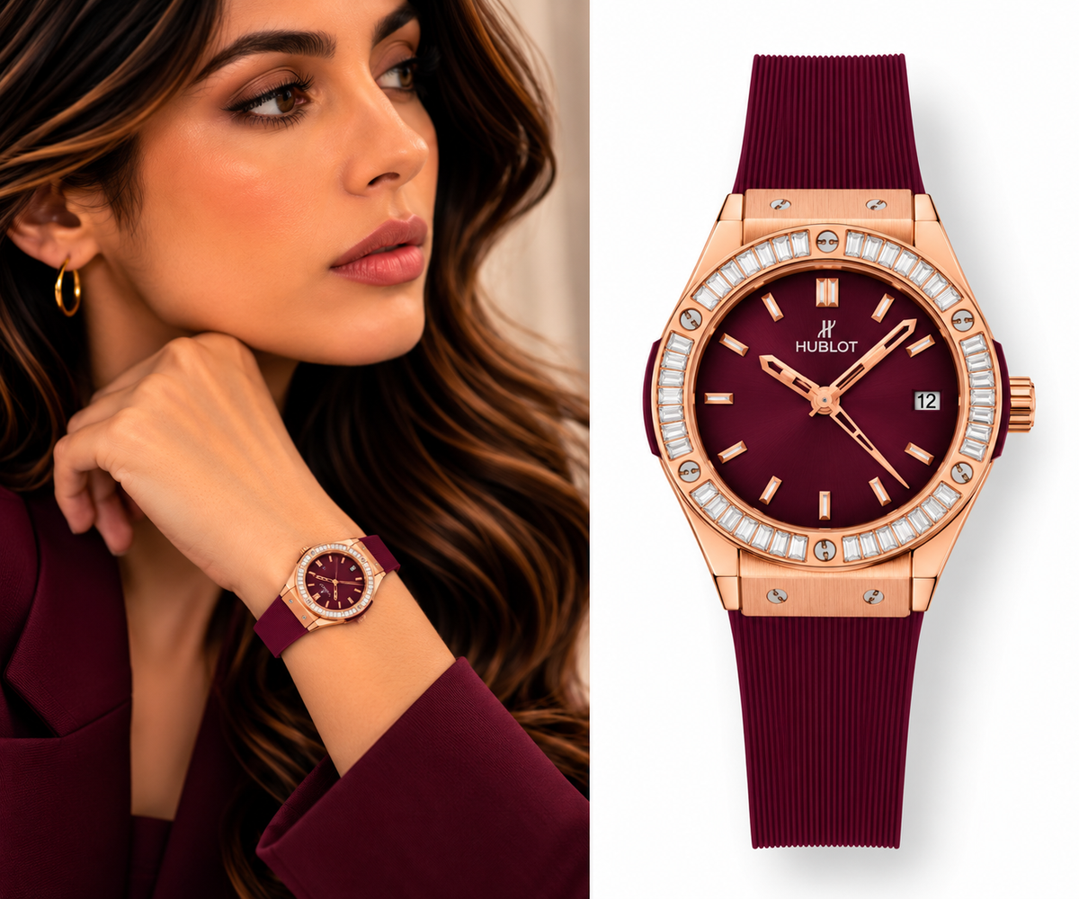 Hublot Rose Gold & Burgundy Watch