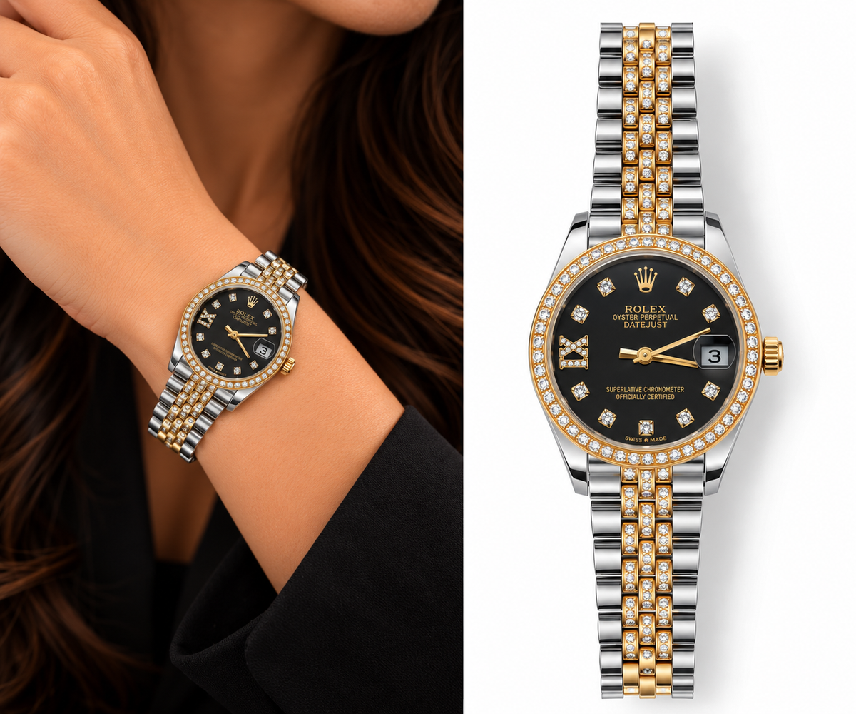 . Rolex Two-Tone Black Dial Watch