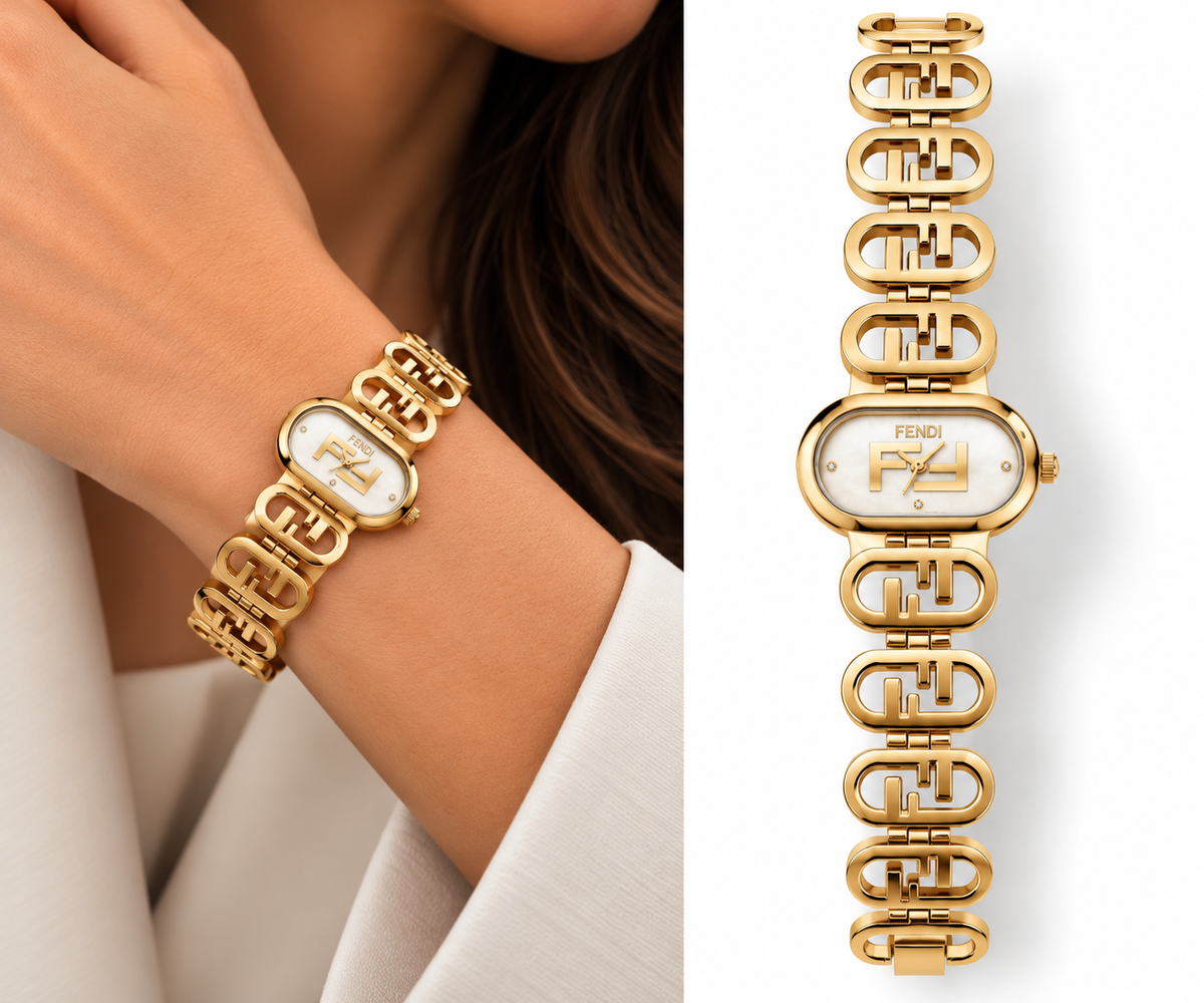 Fendi Gold Bracelet Watch – White Dial