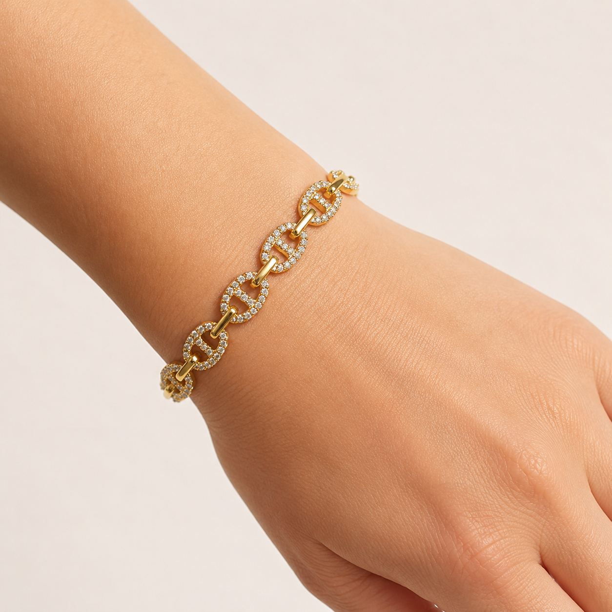 Gold Crystal Link Bracelet