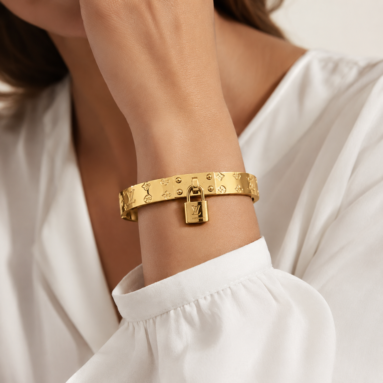 Gold Lock Bangle