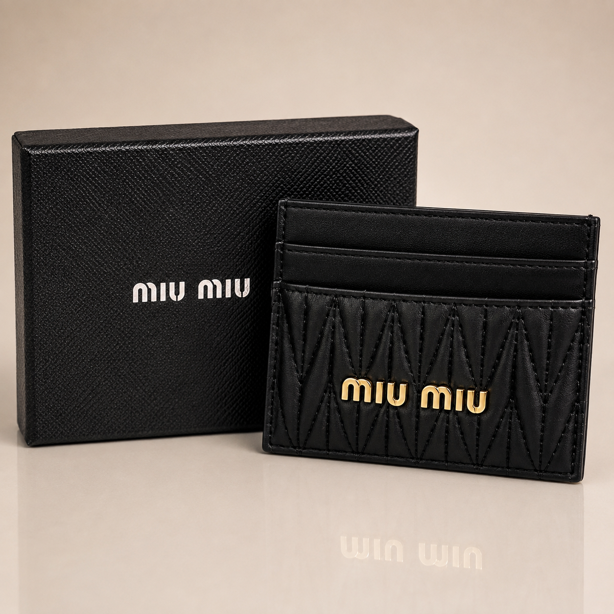 Miu Miu Black Matelassé Card Holder