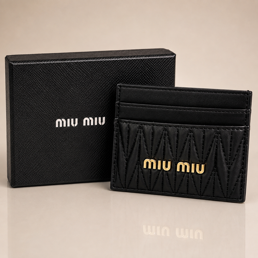 Miu Miu Black Matelassé Card Holder