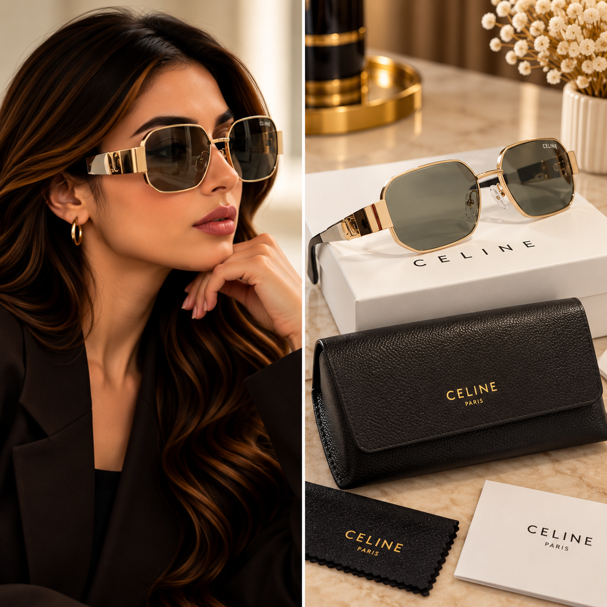 Celine Gold Frame Sunglasses