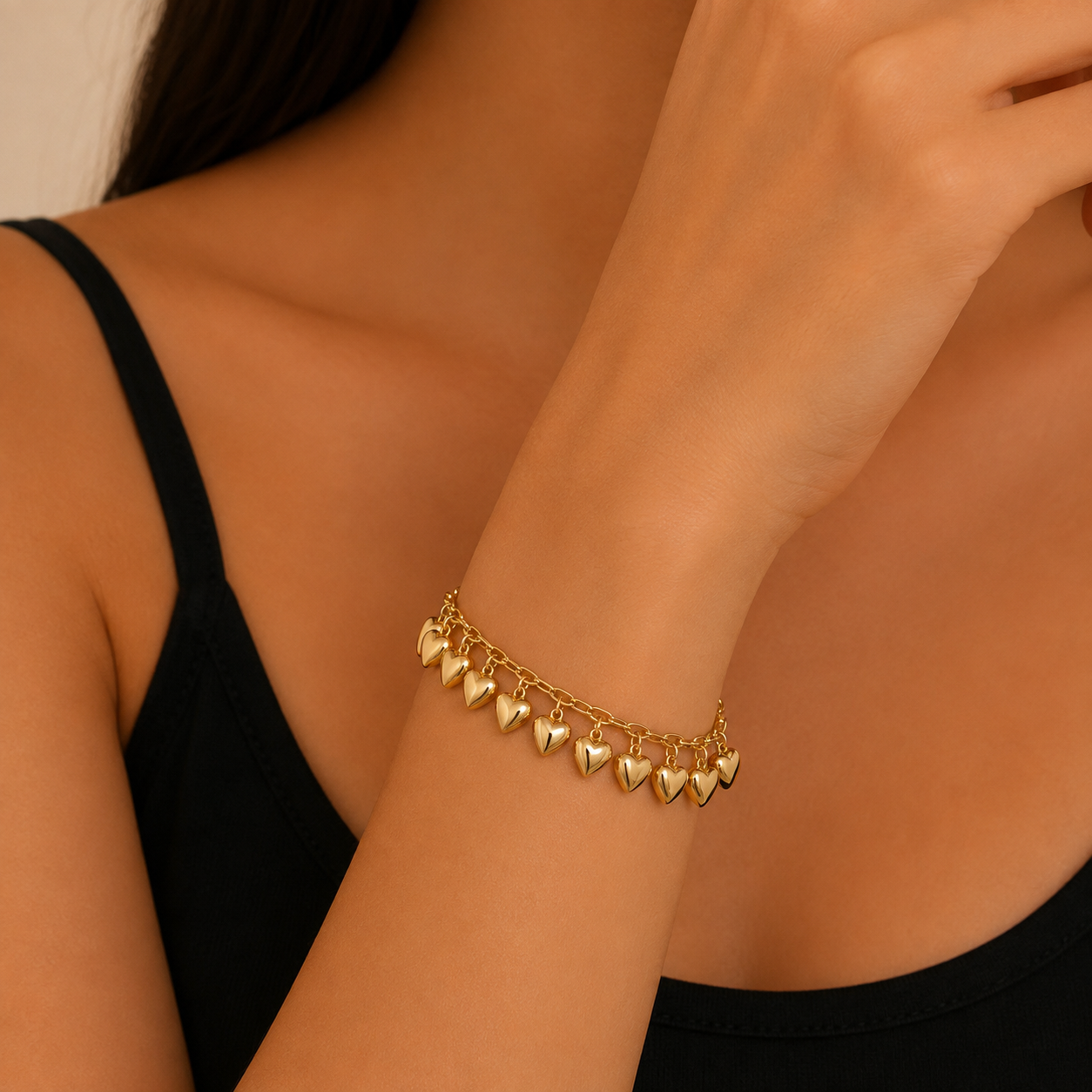 Gold Heart Charm Bracelet