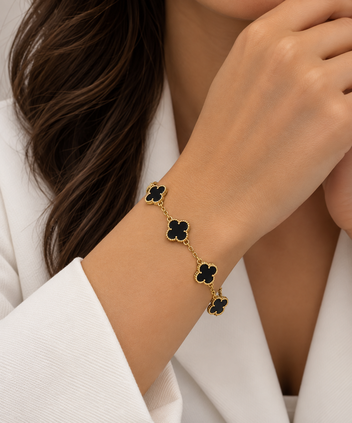 Black Five-Clover Bracelet