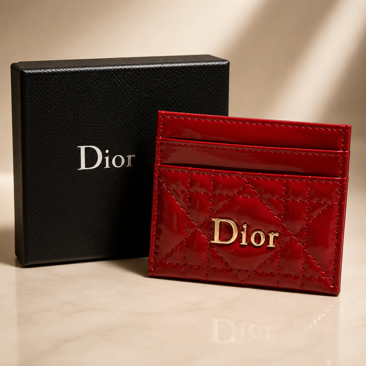 Dior Burgundy Patent Card Holder