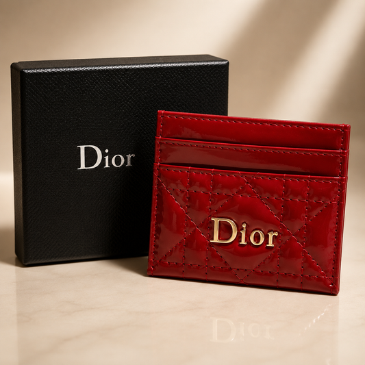 Dior Burgundy Patent Card Holder