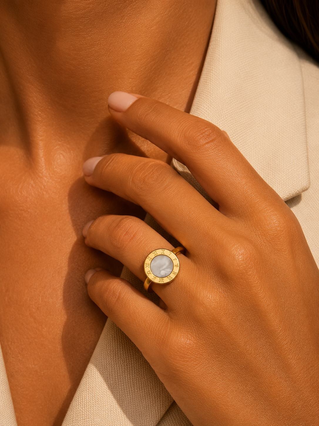Roman Pearl Ring free size
