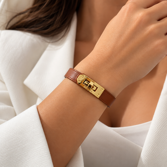 Hermès Style Brown Leather Bracelet