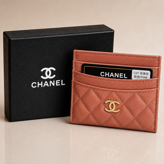 Chanel Rose Quilted Card Holder