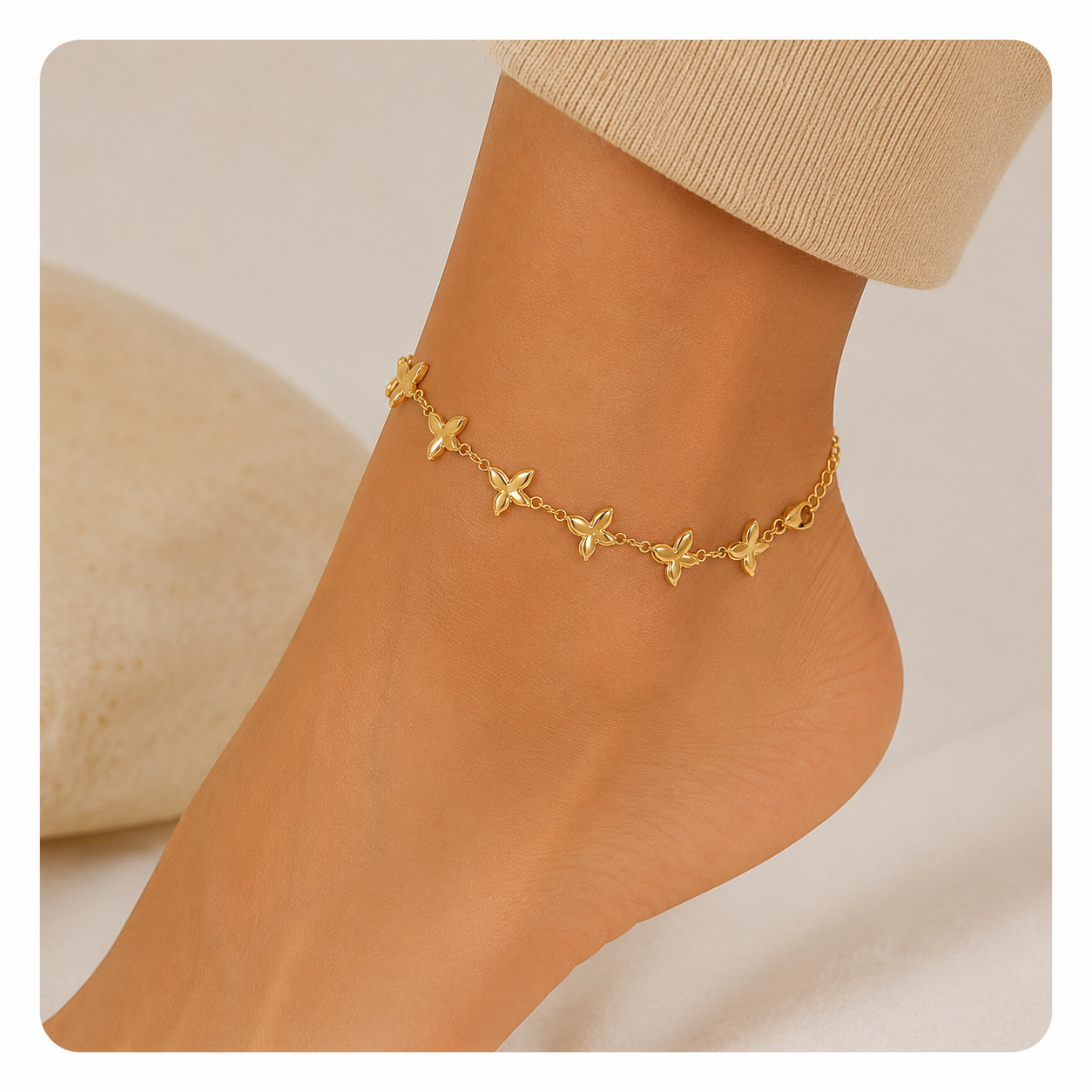 Elara Gold Butterfly Anklet