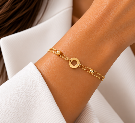 Gold Interlocking Charm Bracelet