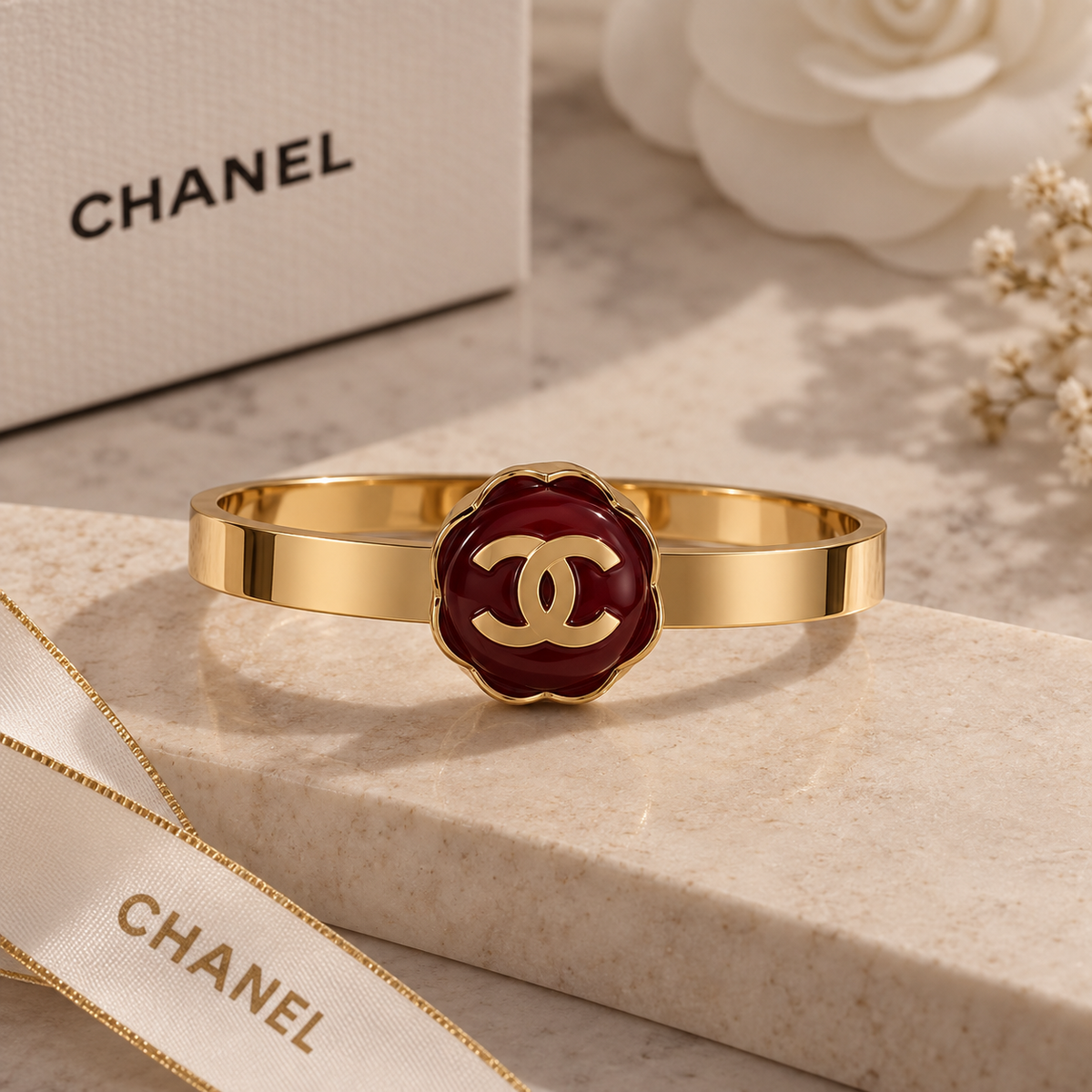 Burgundy & Gold Medallion Bracelet