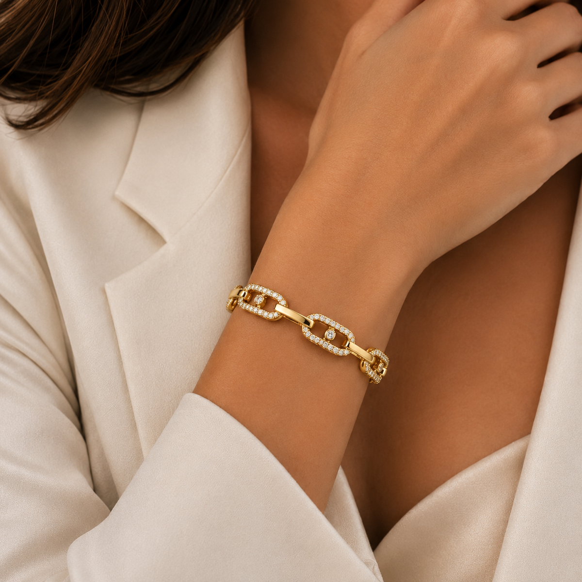 Gold Crystal Link Bracelet