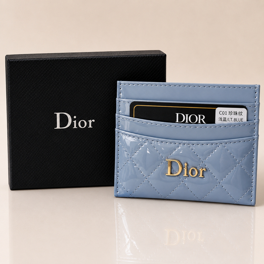 Dior Powder Blue Patent Card Holder