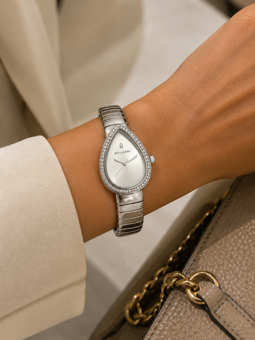 Bvlgari Serpenti Silver Diamond Watch
