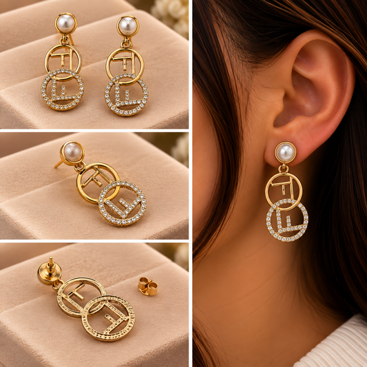 Fendi-Inspired Crystal Drop Earrings