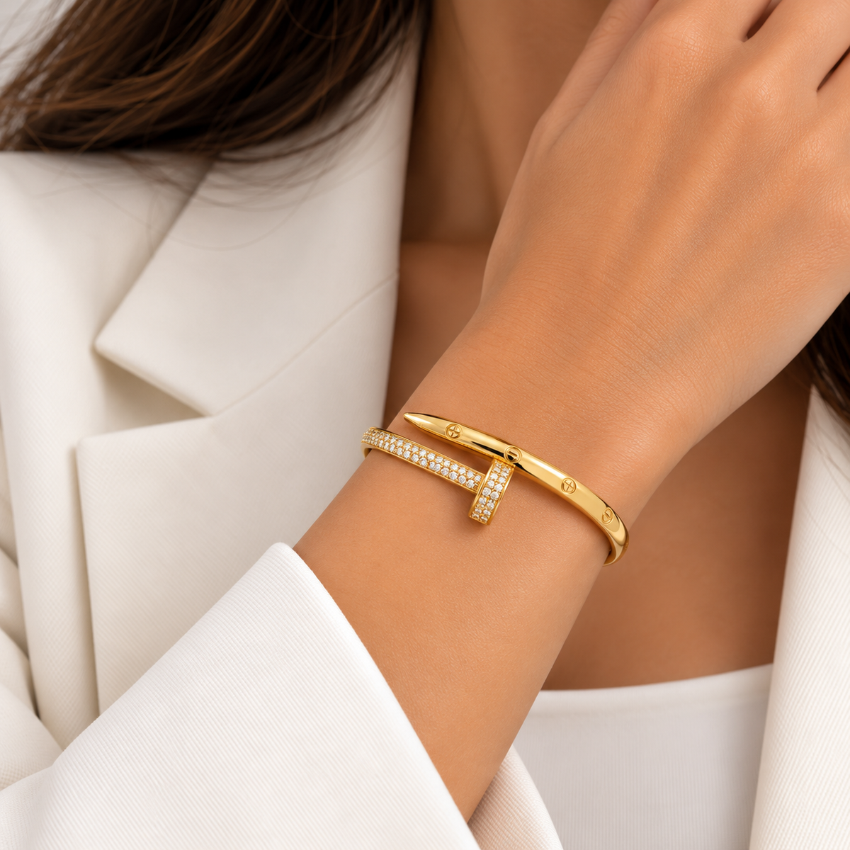 Gold Crystal Nail Bracelet