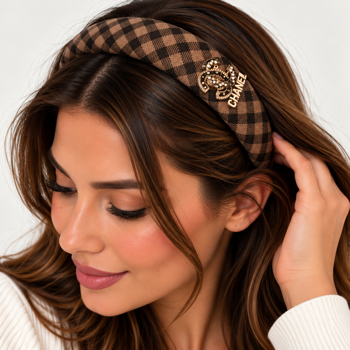 CHANEL Ribbed Padded Headband – Taupe