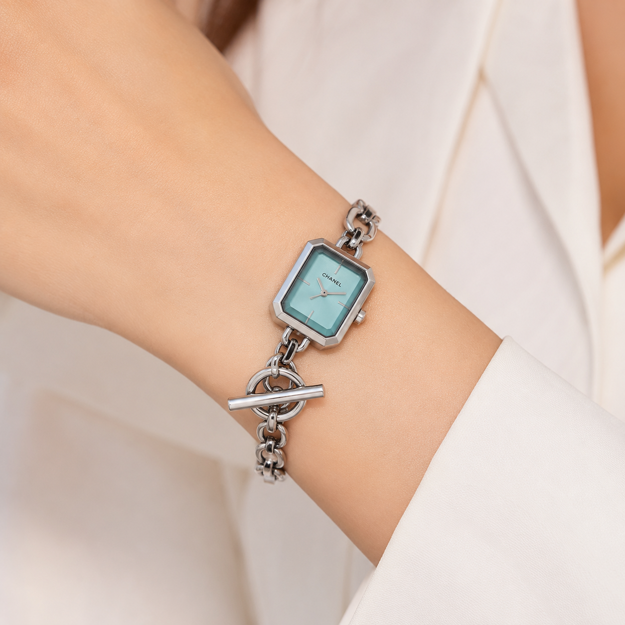Chanel Première Silver Chain Bracelet Watch – Turquoise Dial