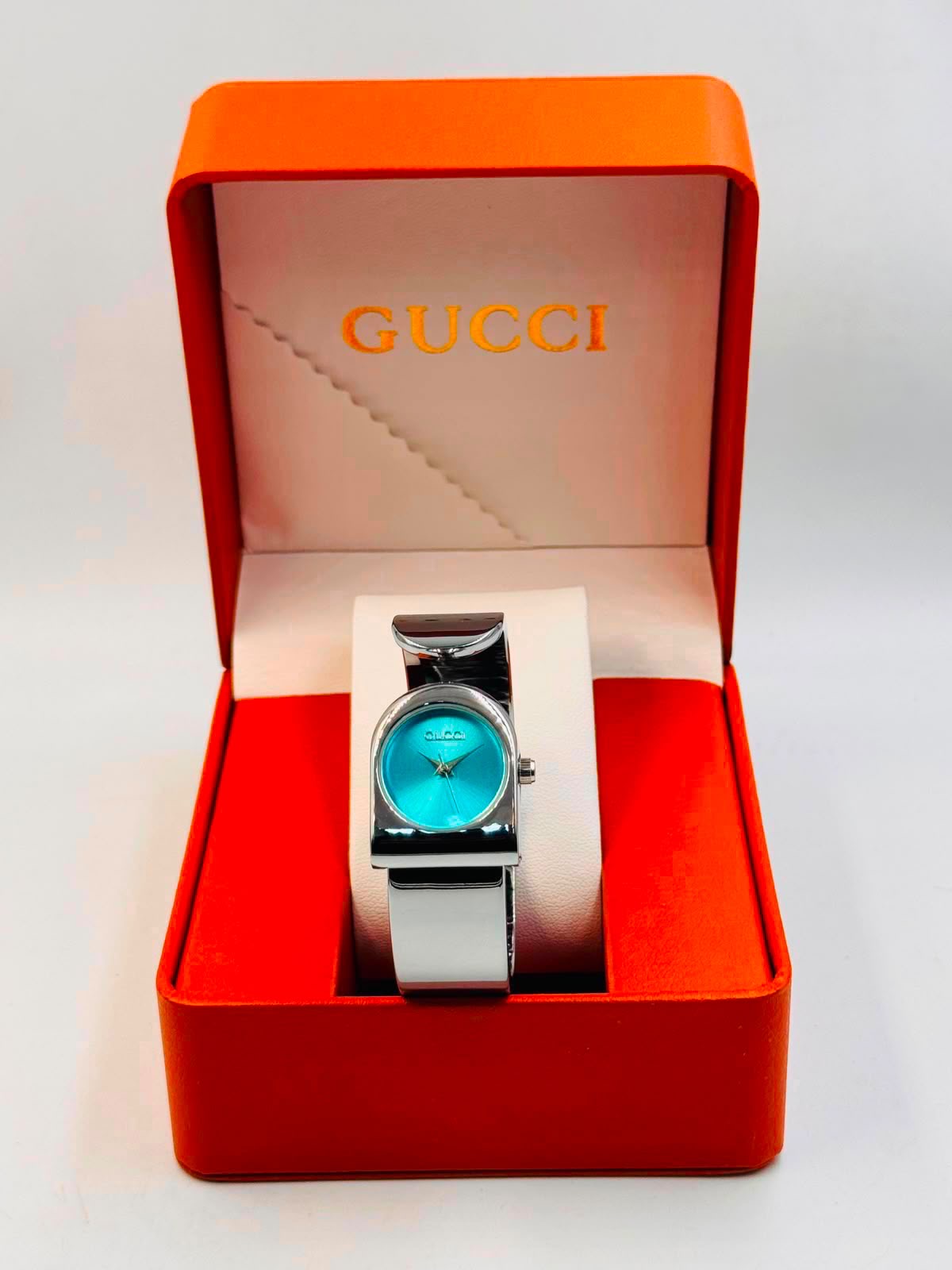 Gucci Silver Turquoise Dial Watch