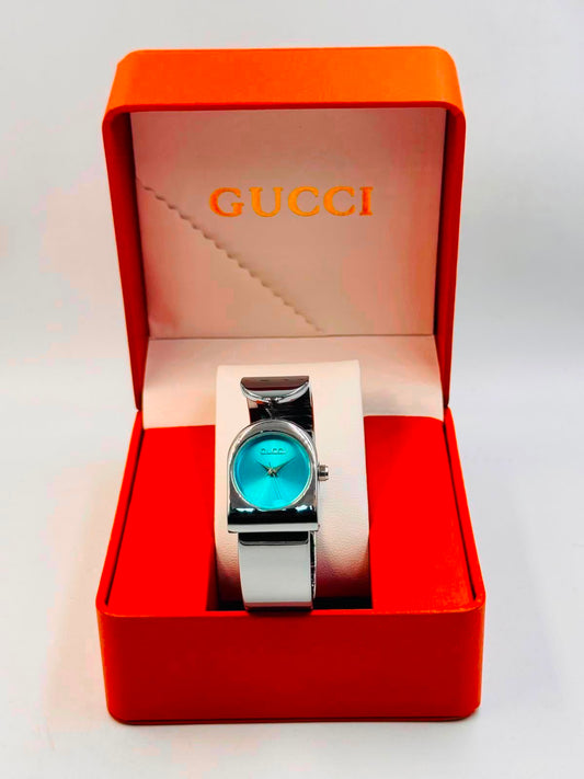 Gucci Silver Turquoise Dial Watch