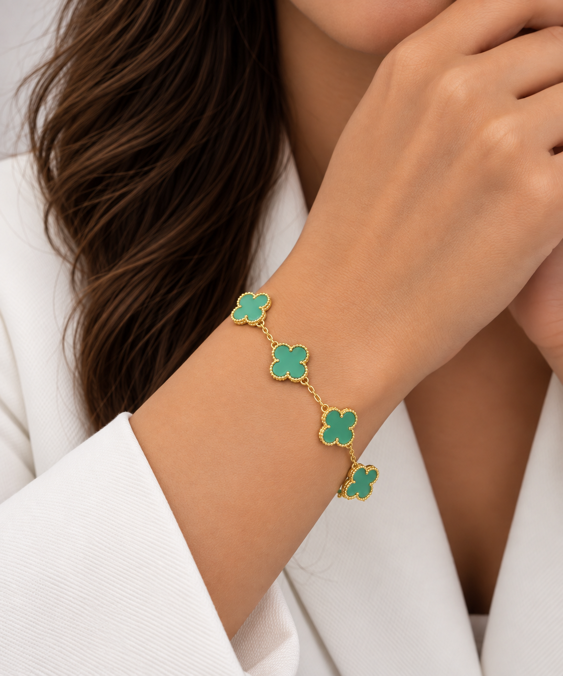 Light Green Five-Clover Bracelet