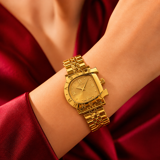 Aigner Gold Champagne Square Watch