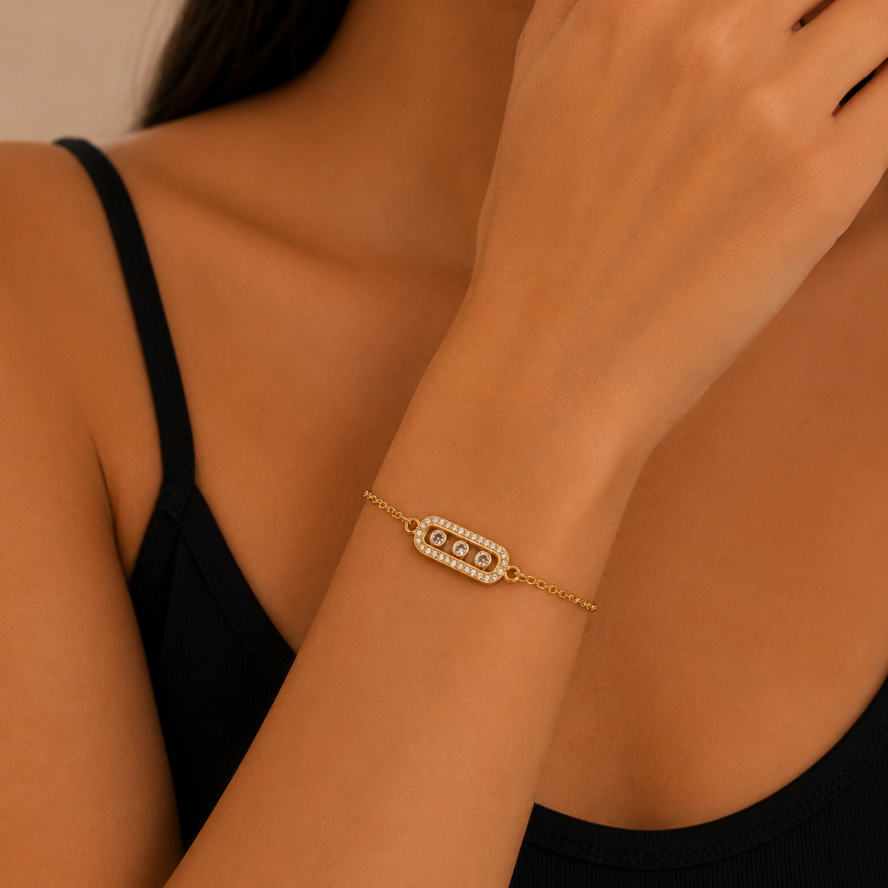 Gold Triple Crystal Bracelet