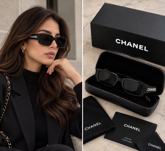 Chanel Black Rectangular Sunglasses